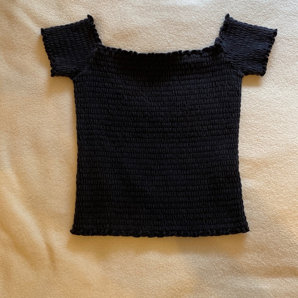 black off the shoulder crop top